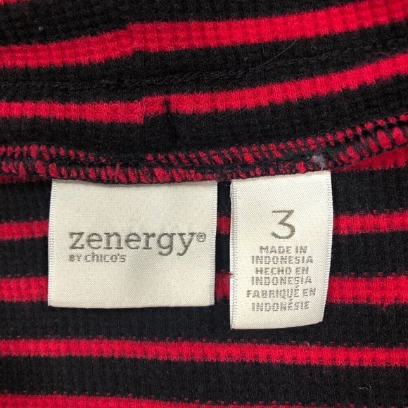 Chico's Zenergy Red and Black Striped Cowl Neck Sweater Size 3X - Picture 3 of 6